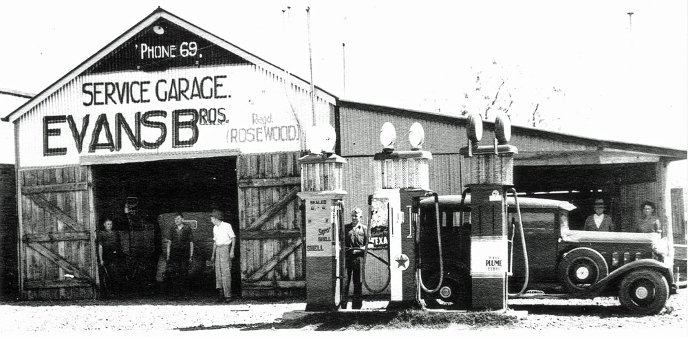 Evans Garage at 16 John Street, Rosewood, Ipswich, 1940s