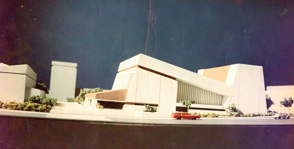 Model of proposed Civic Centre, corner Limestone and Nicholas Streets, Ipswich, 1972