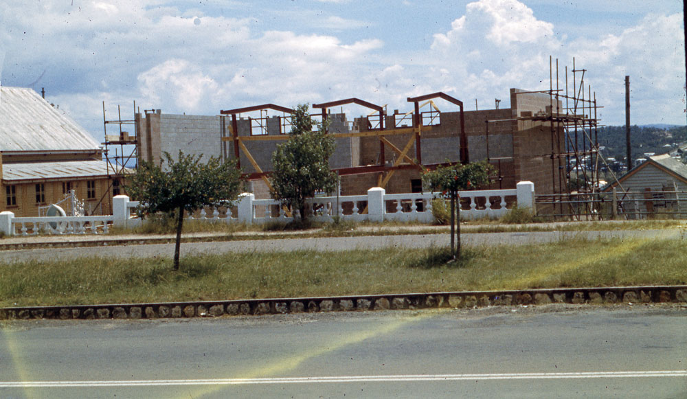 Constructing building at St Joseph's Primary School, 42 Pine Mountain Road, North Ipswich, early 1960s