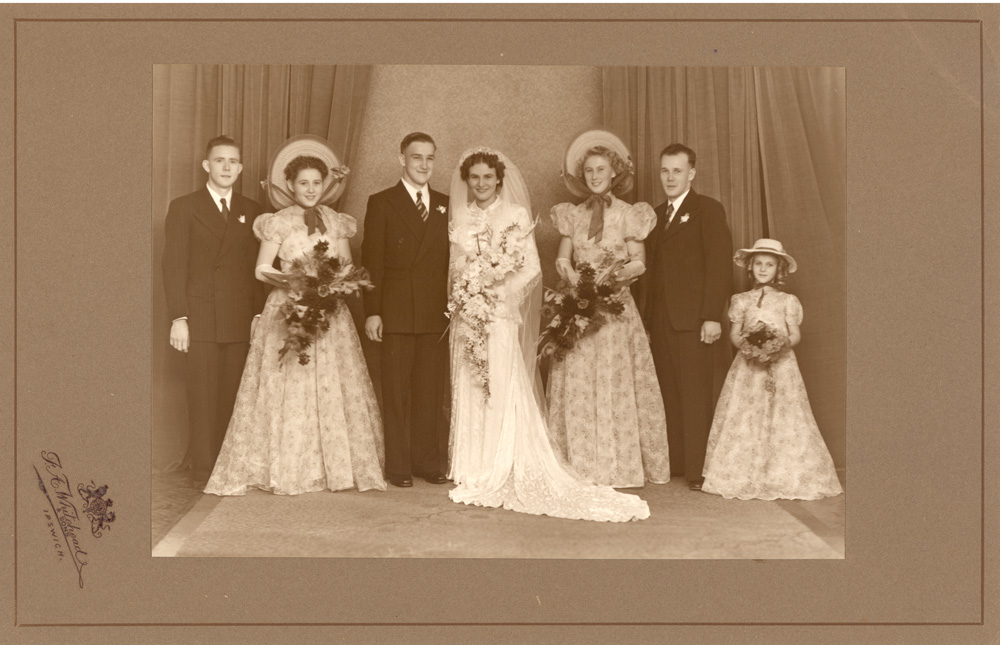 Formal wedding portrait of Uneta and James Newell, 1949