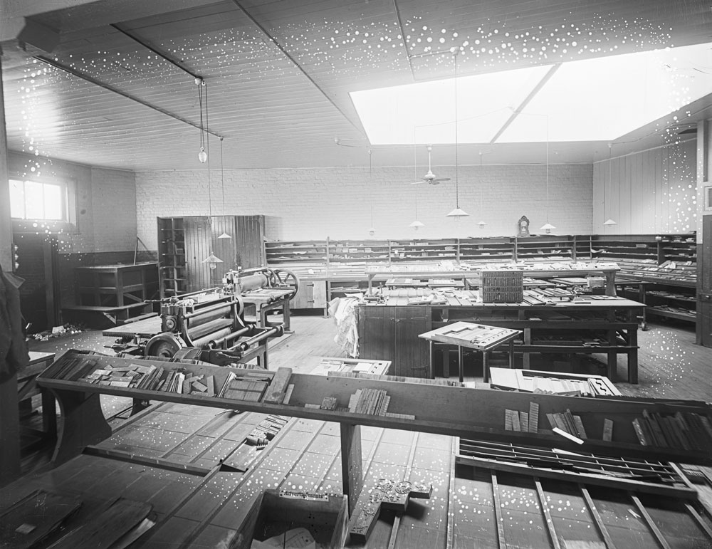 Interior of Queensland Times building, Ipswich, 1920s