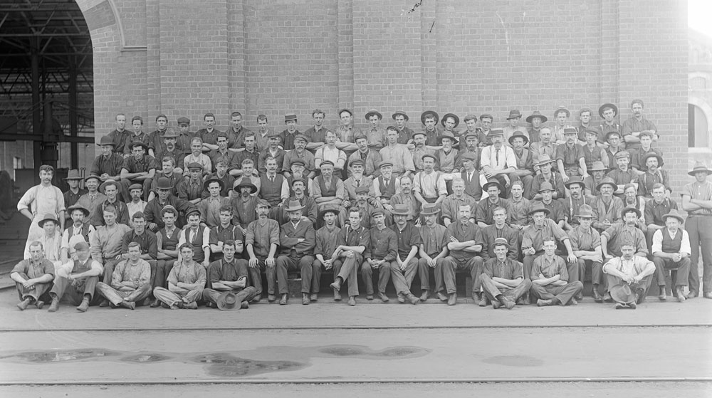 Blacksmiths at Ipswich Railway Workshops, North Ipswich, c.1911