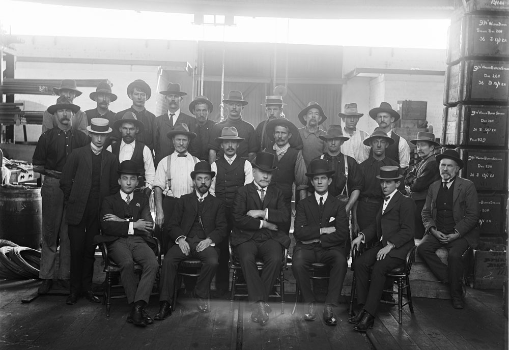 Group of men at the Ipswich Railway Workshops, North Ipswich, c.1911