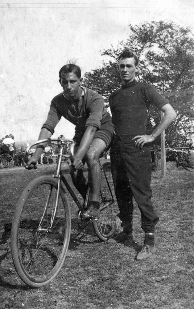 Cyclists, Harold Schulte and George Biddle, Ipswich, early 1950s