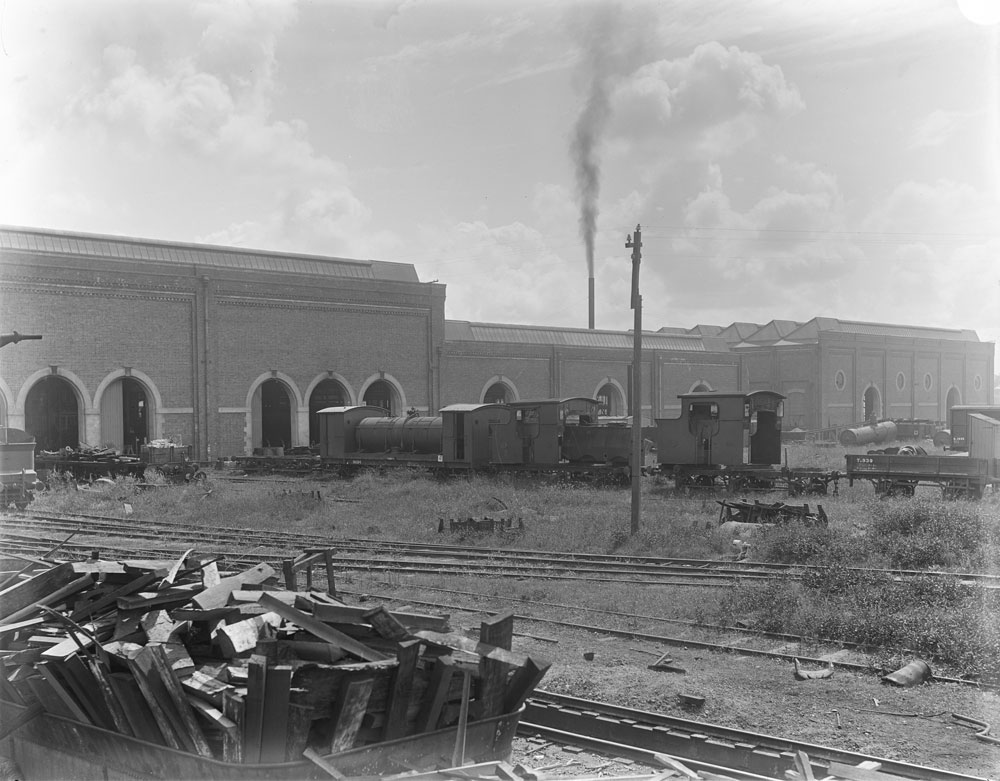 Weed train at Ipswich Railway Workshops, North Ipswich, c.1911