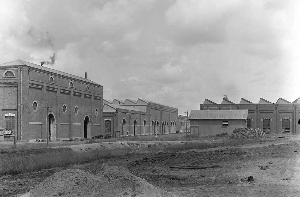 Exterior of Ipswich Railway Workshops, North Ipswich, c.1911
