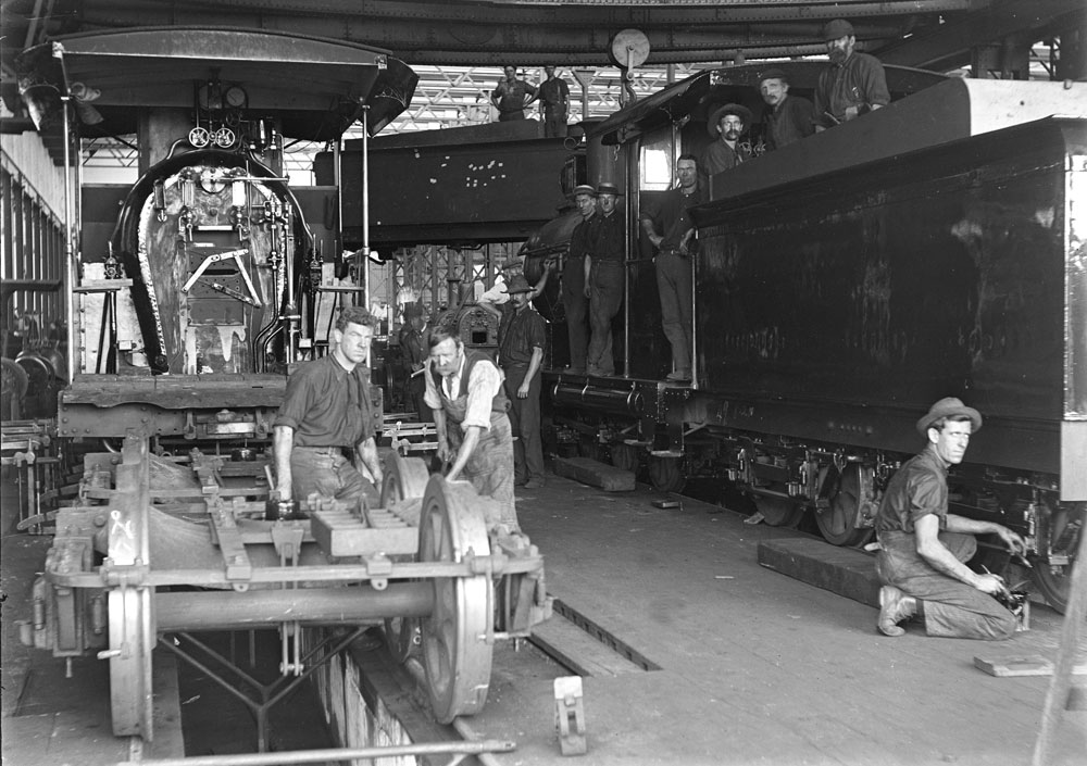 Interior of Erecting Shop at Ipswich Railway Workshops, Ipswich, 1910