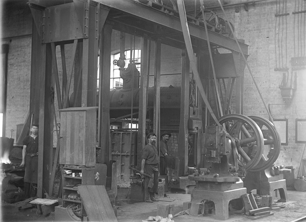 Interior of Blacksmith Shop at Ipswich Railway Workshops, Ipswich, 1910