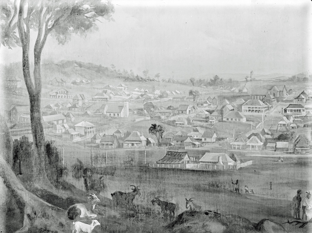Image close-up of painting 'View of Ipswich from Limestone Hill', Ipswich, n.d.