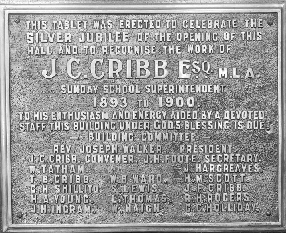 Congregational Sunday School Silver Jubilee plaque recognising J. C. Cribb,  Ipswich, c.1902