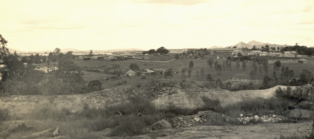 Showgrounds Ipswich from Macalister Street, early 1950s