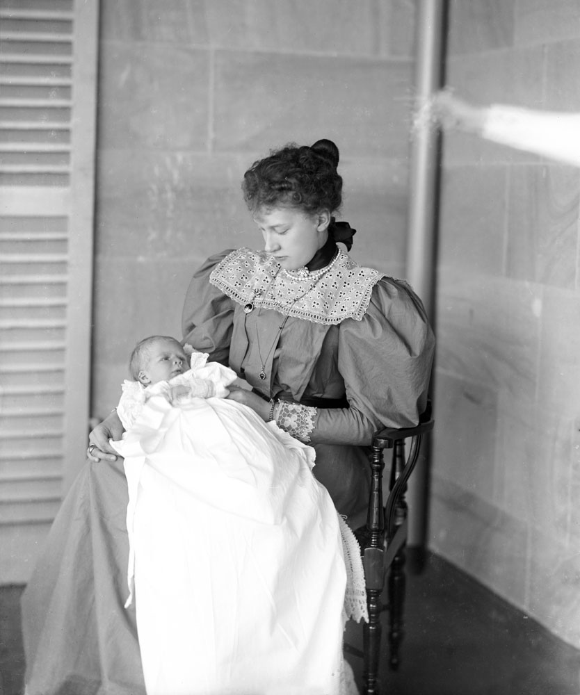 Lady Lamington with baby, Brisbane, 1896/1898