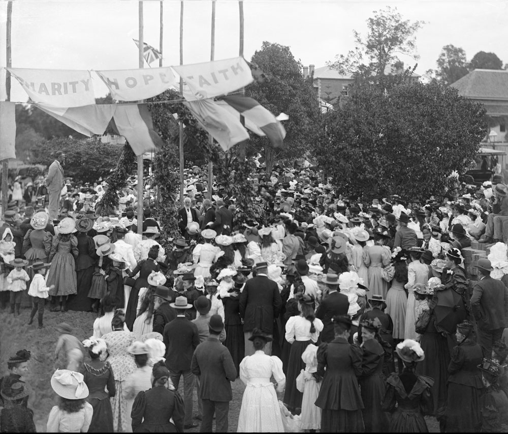 Laying of foundation stone Congregational Church Sunday School, Ipswich, 1895