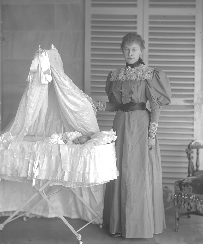 Lady Lamington with her baby, Brisbane, 1896-1898