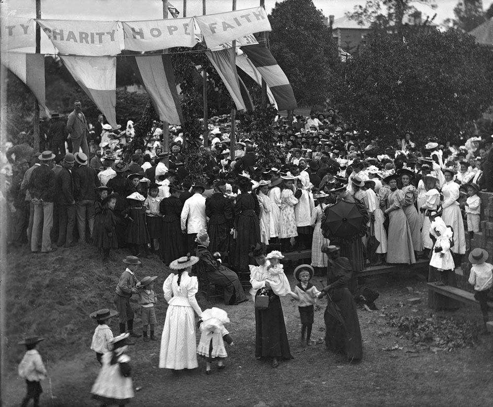 Laying of foundation stone Congregational Church Sunday School, Ipswich, 1895