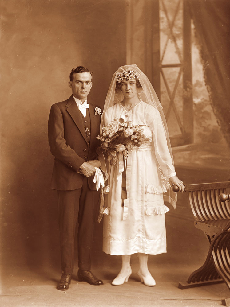 Formal wedding portrait of  couple, Ipswich, c.1920