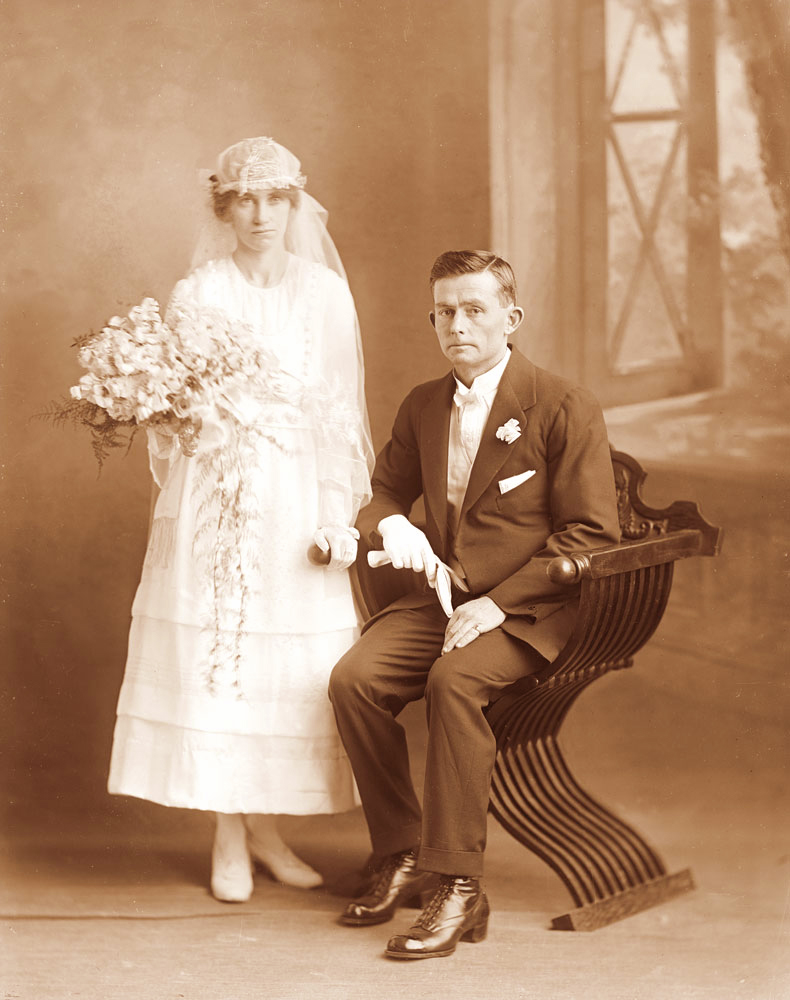 Formal wedding portrait of  couple, Ipswich, c.1920
