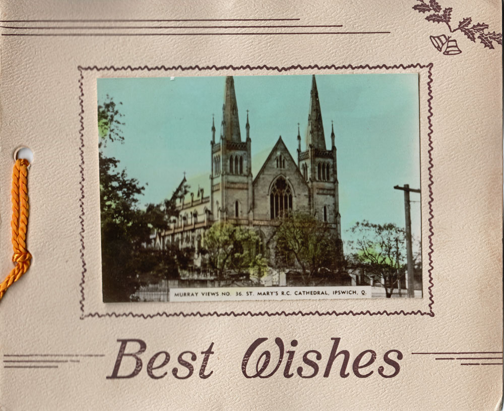 Postcard with view of St Mary's Catholic Church, Ipswich, 1940-1945.