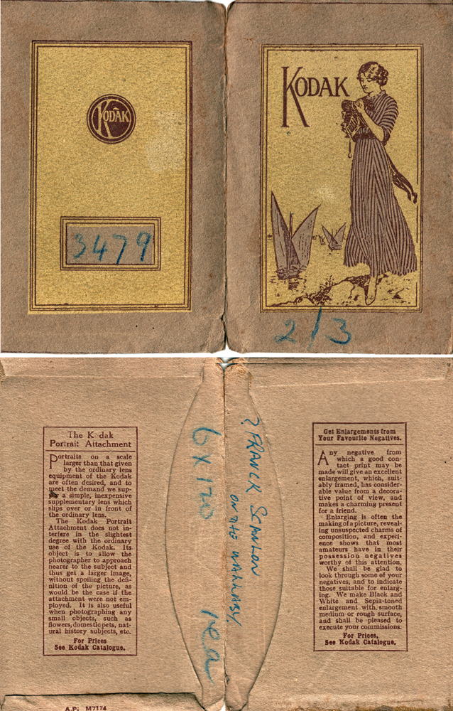 Folder used for housing photograph prints from F A Whitehead &amp; Sons, photographer, Ipswich, 1932