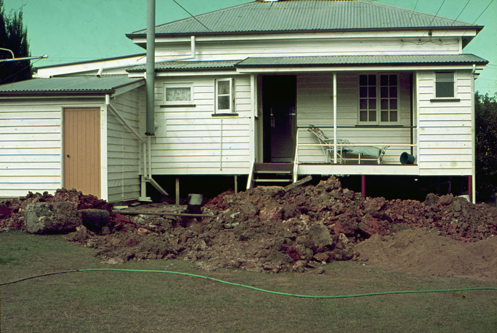 Alice Street, No 7 during sewerage works, Blackstone, Ipswich, 1974-1975