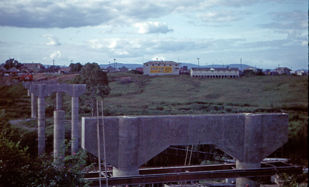 David Trumpy Bridge during construction, Ipswich, 1963