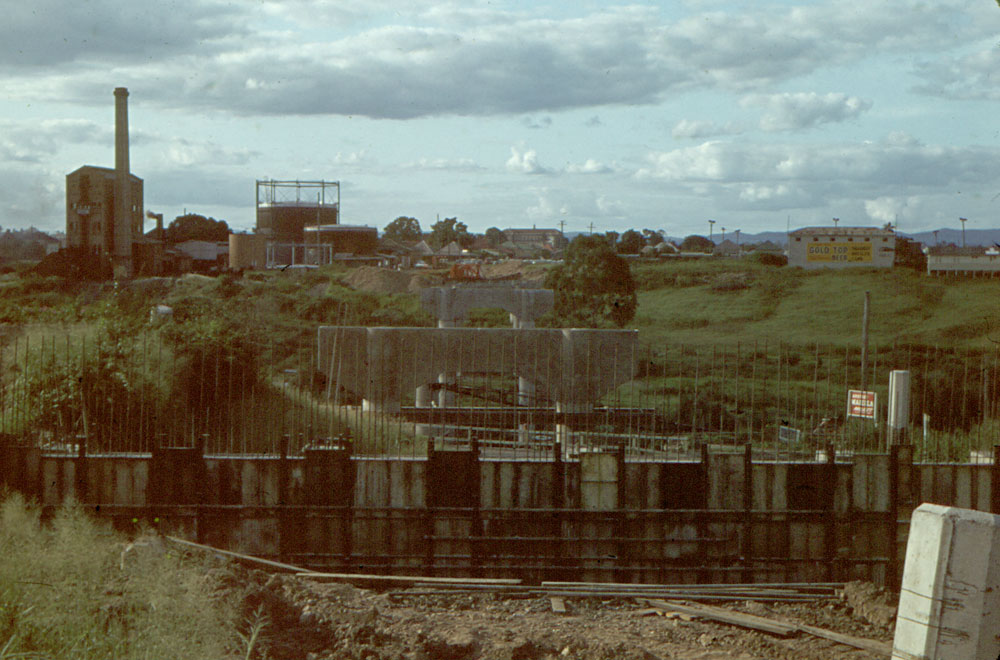 David Trumpy Bridge during construction, Ipswich, 1963