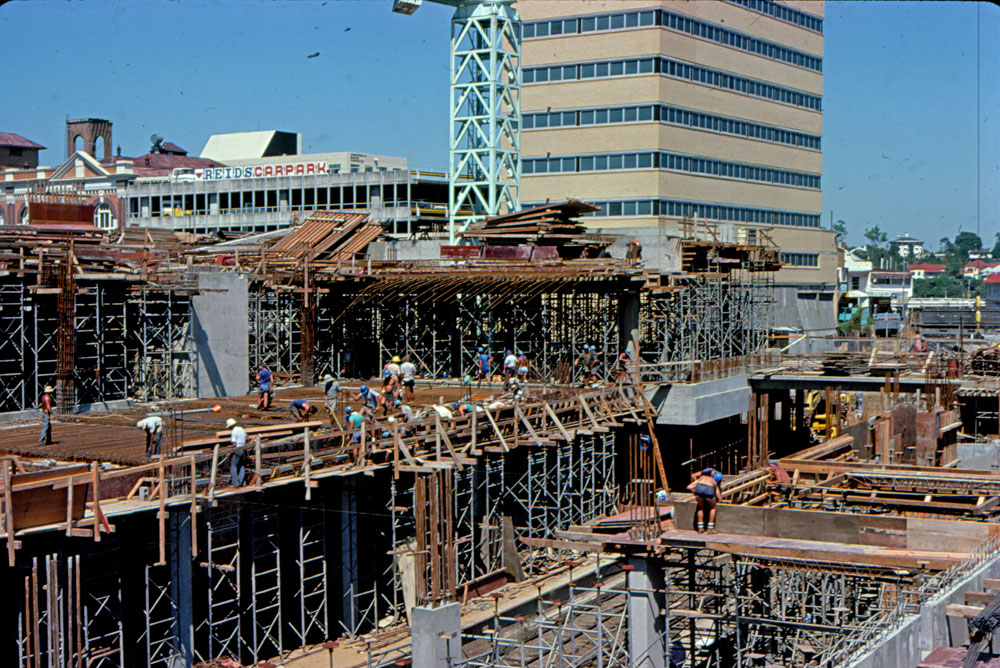 Men working on the Ipswich Railway Station building, Ipswich, mid 1980s