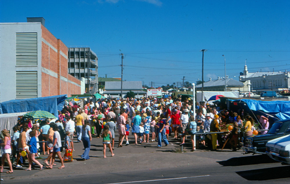 Jumble Sale in Reid's car park, between Bell and East Streets, Ipswich, 1976