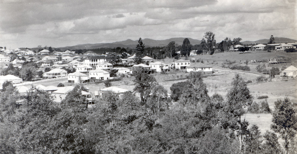 Panoramic view towards Ipswich Showgrounds, 1950