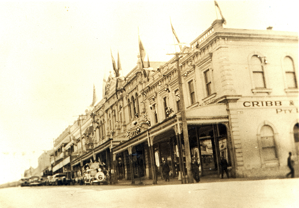 Cribb and Foote store on corner of Brisbane and Bell Streets, Ipswich,  c.1934