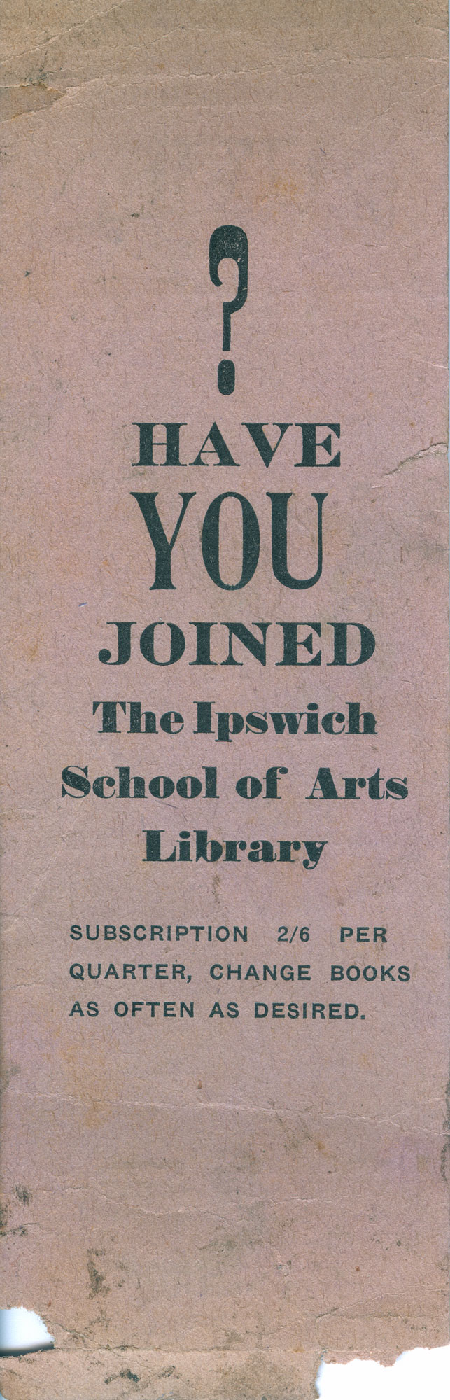 Parkside Picture Theatre, Brisbane Street, handout, reverse, Ipswich, 1936