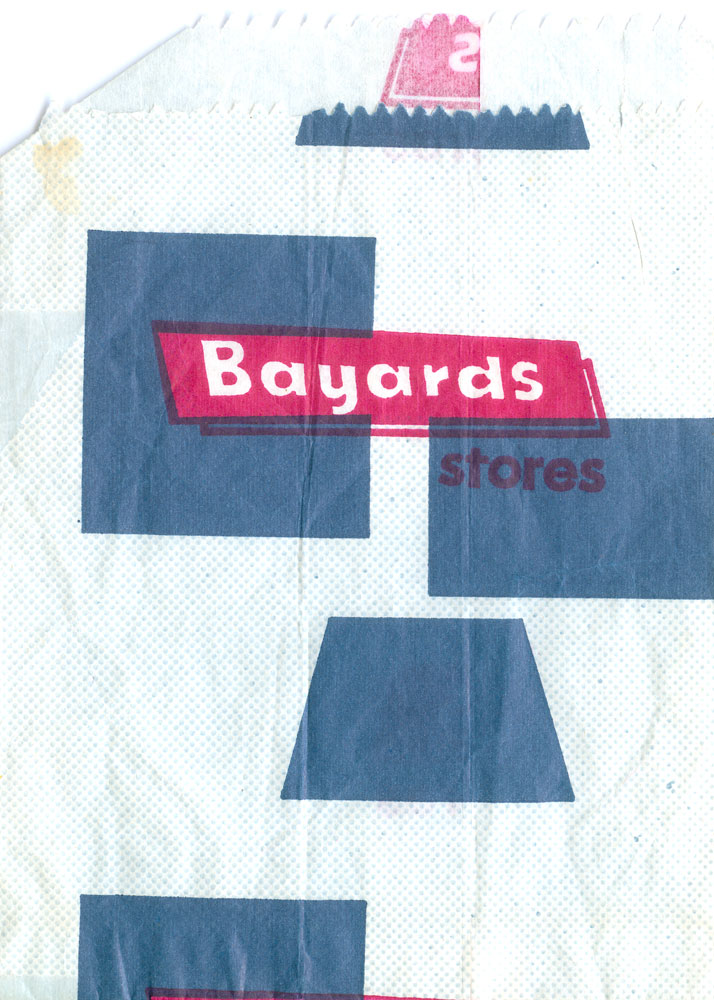 Bayards Department Store paper bag, used for holding goods, Ipswich,  c.1950s
