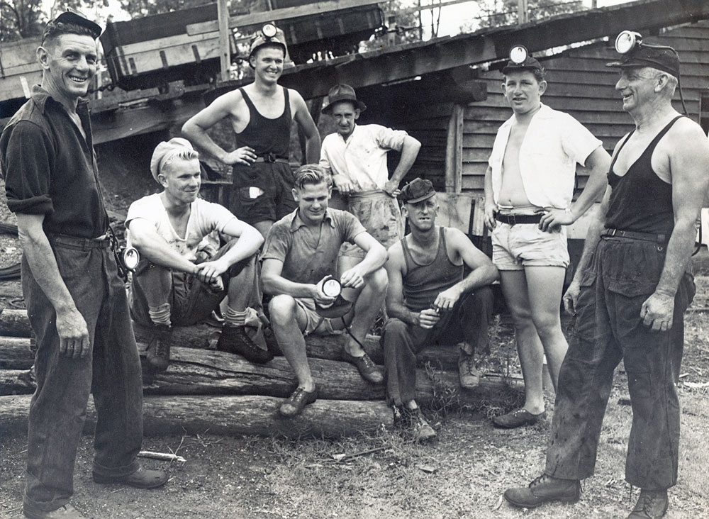 Miners waiting outside Haighmoor Colliery, Tivoli, Ipswich, 1950