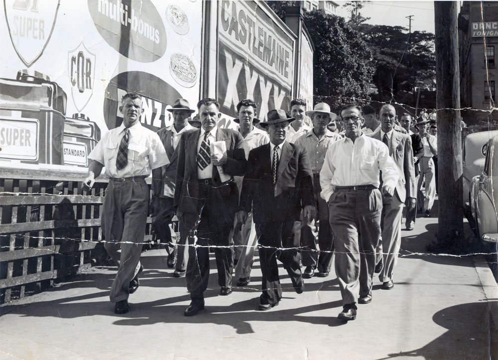 Men from Ipswich attending the Coal March, Brisbane 1957