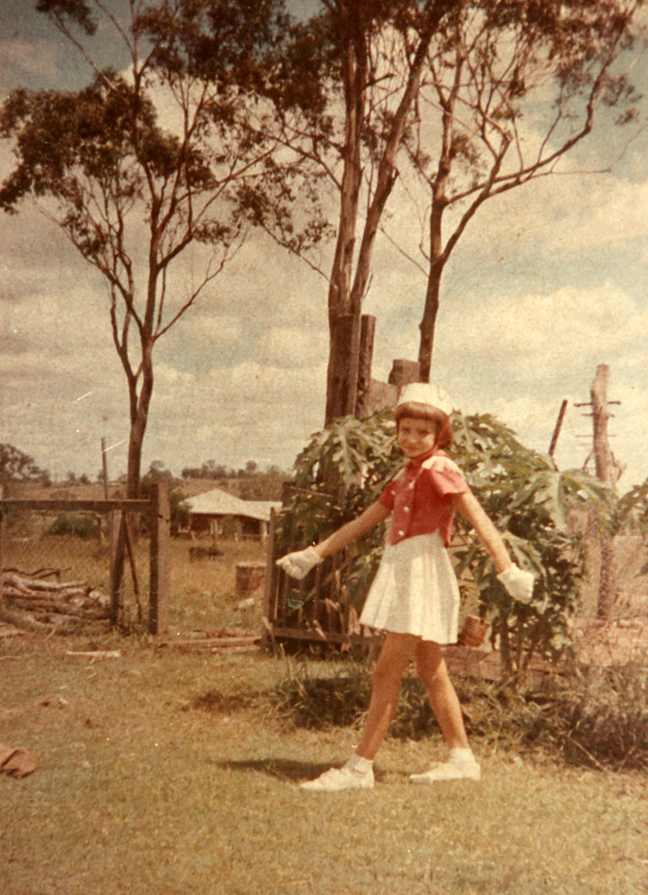 Member of the Flamingos Marching Girls Team, Ipswich, ca 1956