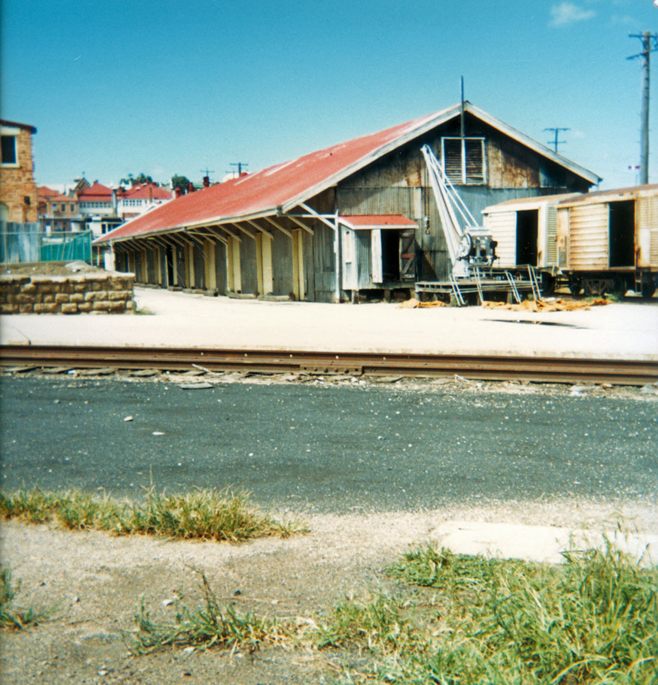 Goods shed and yard at Ipswich Railway Station, Ipswich, 1985
