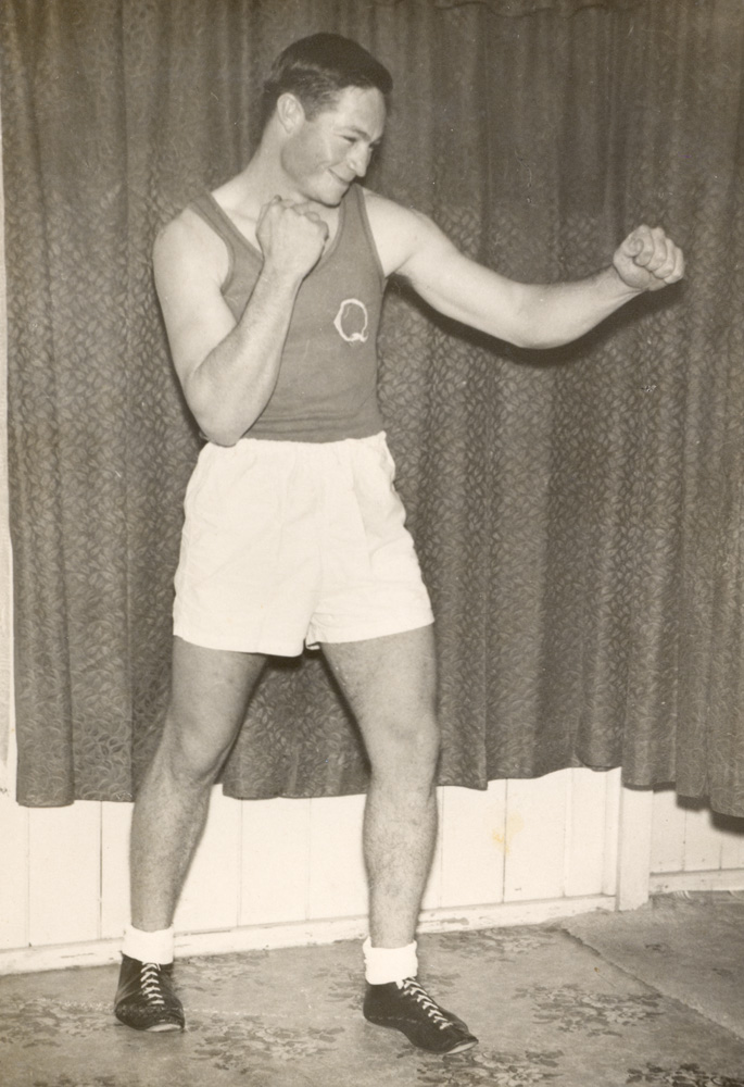 Lance Waldon in his Queensland Boxing Team uniform, 1957