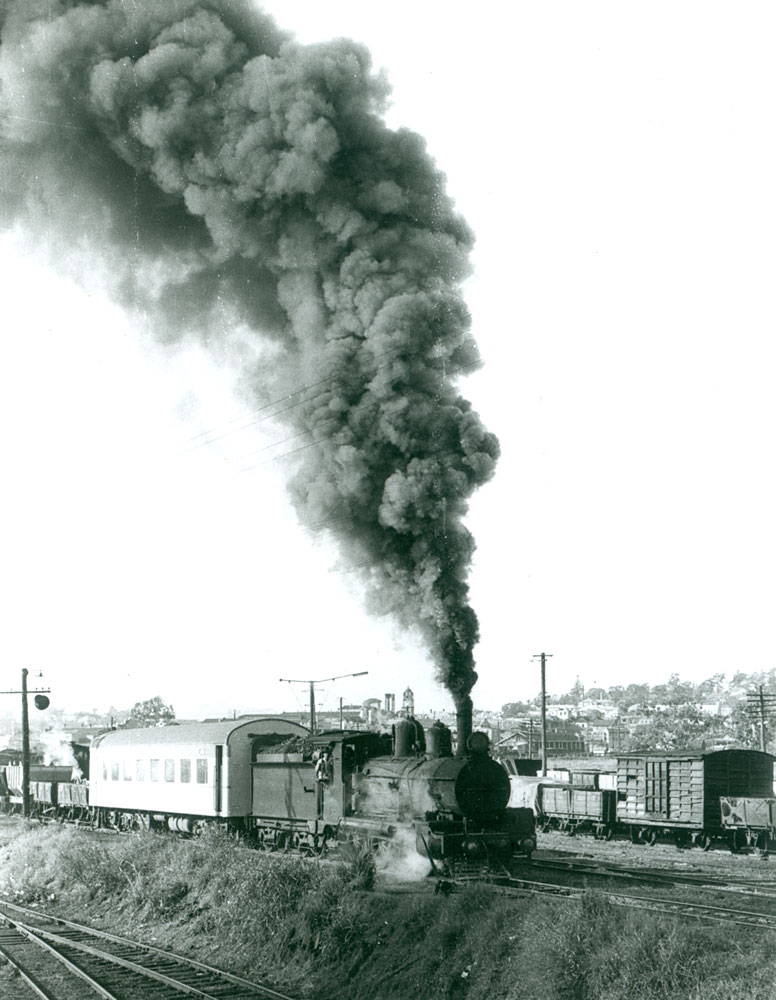 Locomotive on Railway Workshops shunt, North Yard, North Ipswich, 1969