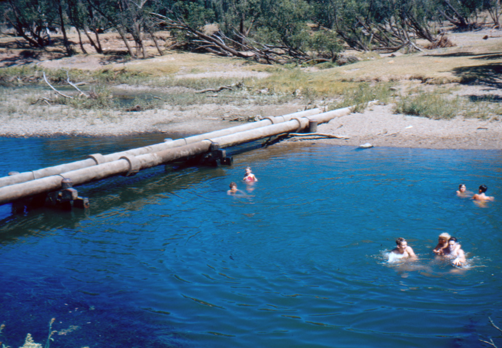Swimming at Colleges Crossing, Chuwar, Ipswich, 1958