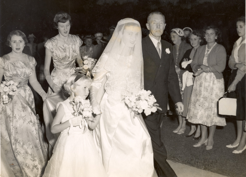 Elspeth Cameron on her wedding day, Ipswich, April, 1958