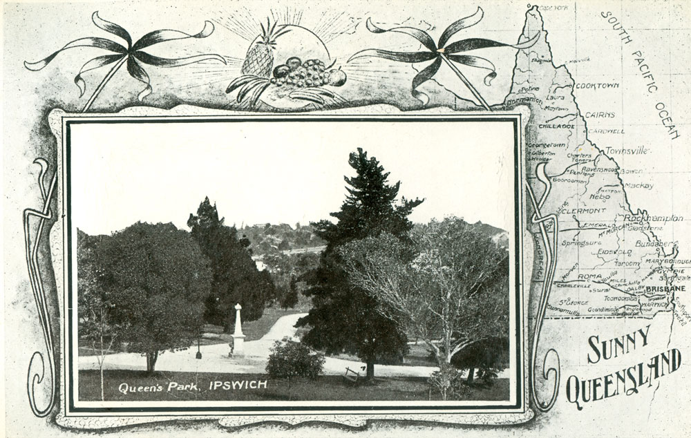 Queens Park postcard, Ipswich, 1910