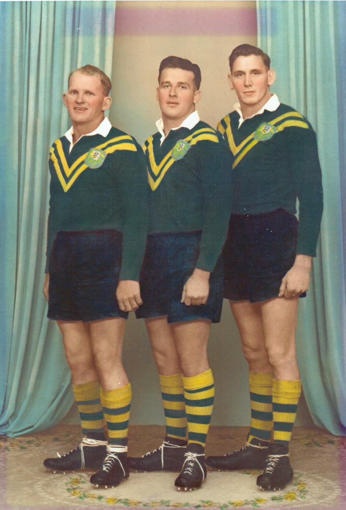 Rugby League front rowers for the Ipswich, Queensland and Australian Kangaroo Tour  teams of 1959, Gary Parcell, Noel Kelly and Dud Beattie 1959