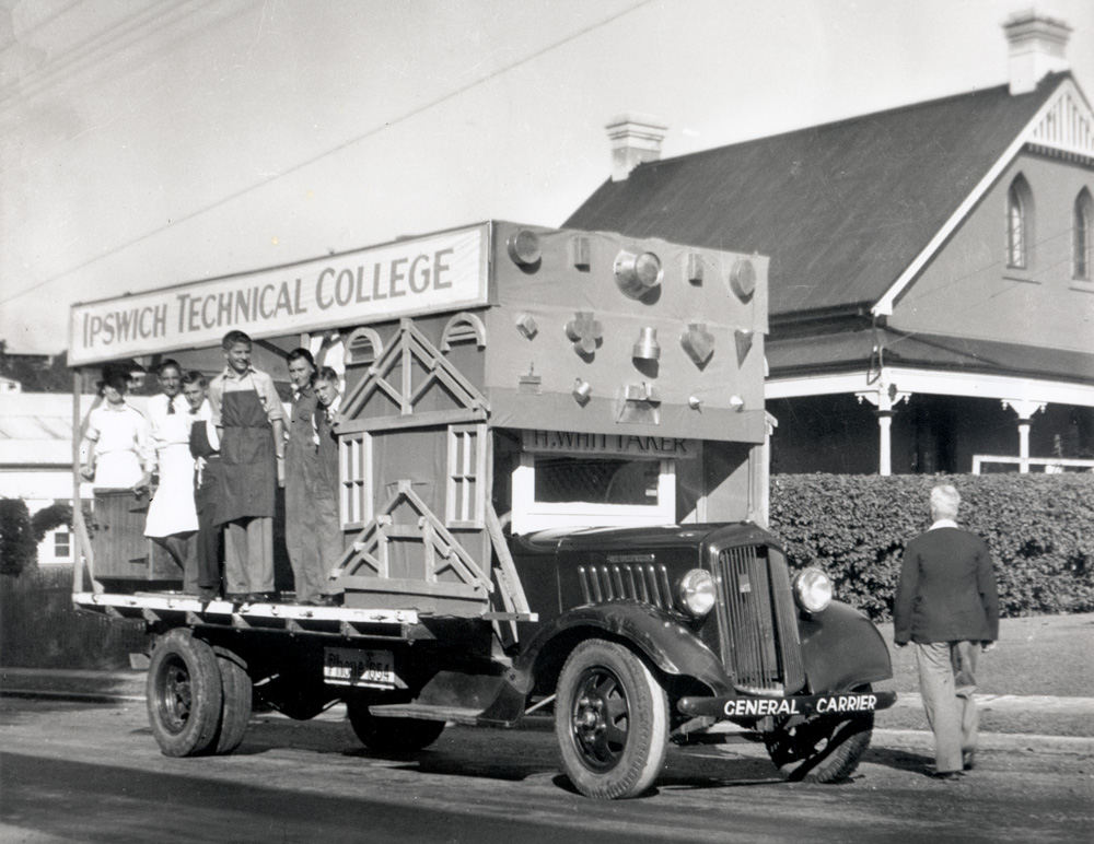 Ipswich Technical College float, Whittakers truck, 1960s