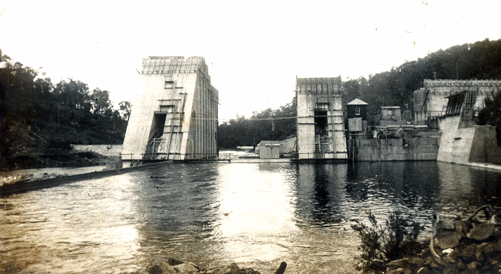 Somerset Dam during construction, near Kilcoy, 1953