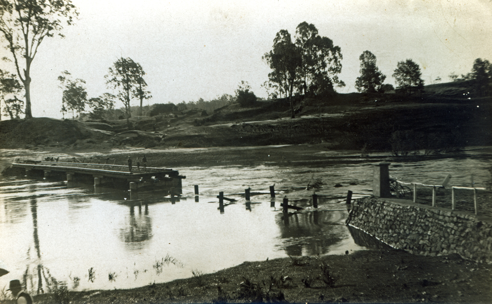 Kholo Bridge after damage from flooding, Kholo, c.1931