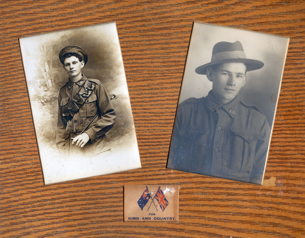 Bill Richardson and Trooper Harry Faulkner together in a framed configuration, Ipswich 1915-1918