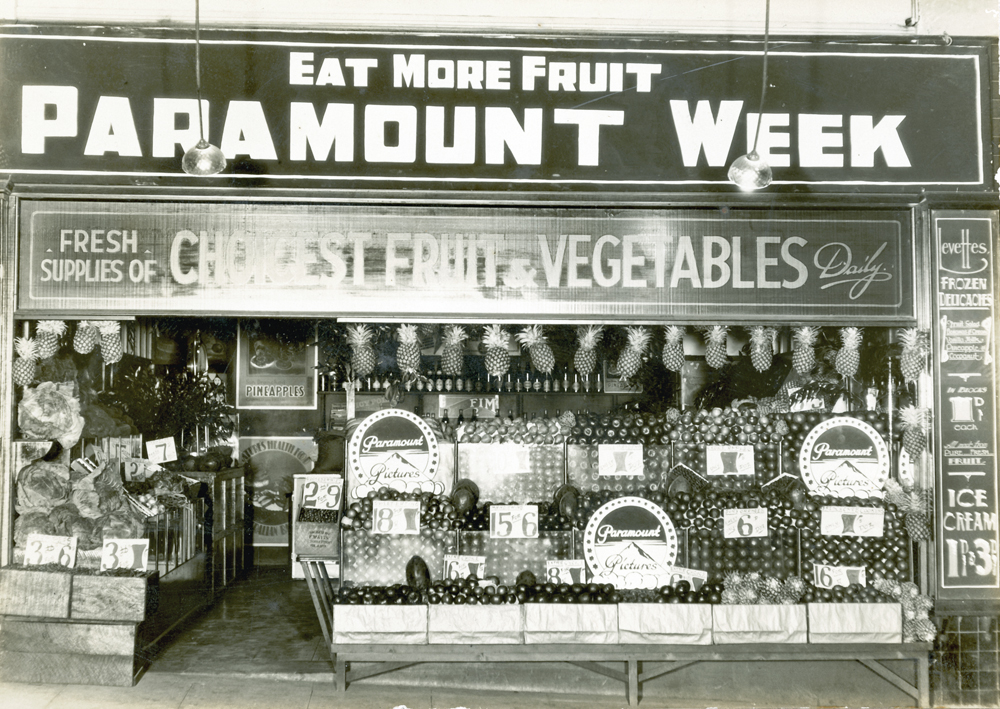 Levette's Fruit Supplies shop, Nicholas Street, during Paramount Week, Ipswich, 1931