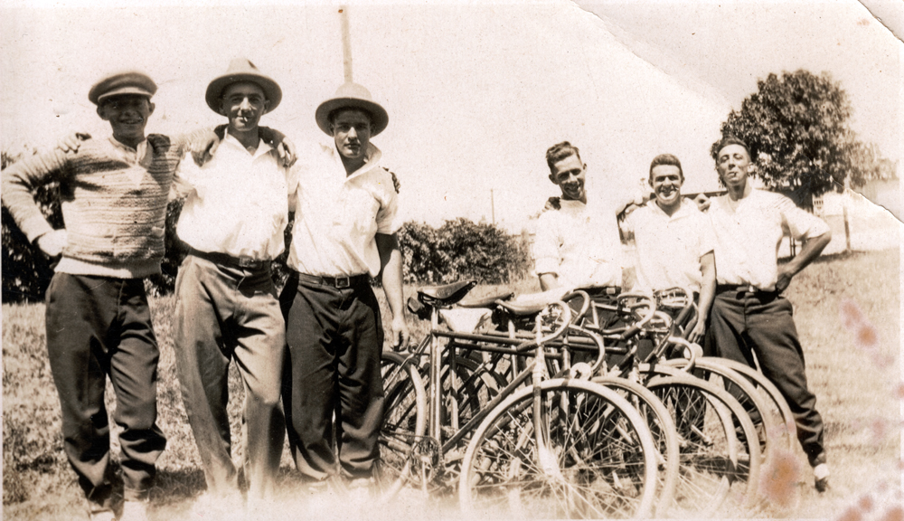 Group of young men with their bikes, Ipswich, early 1920s