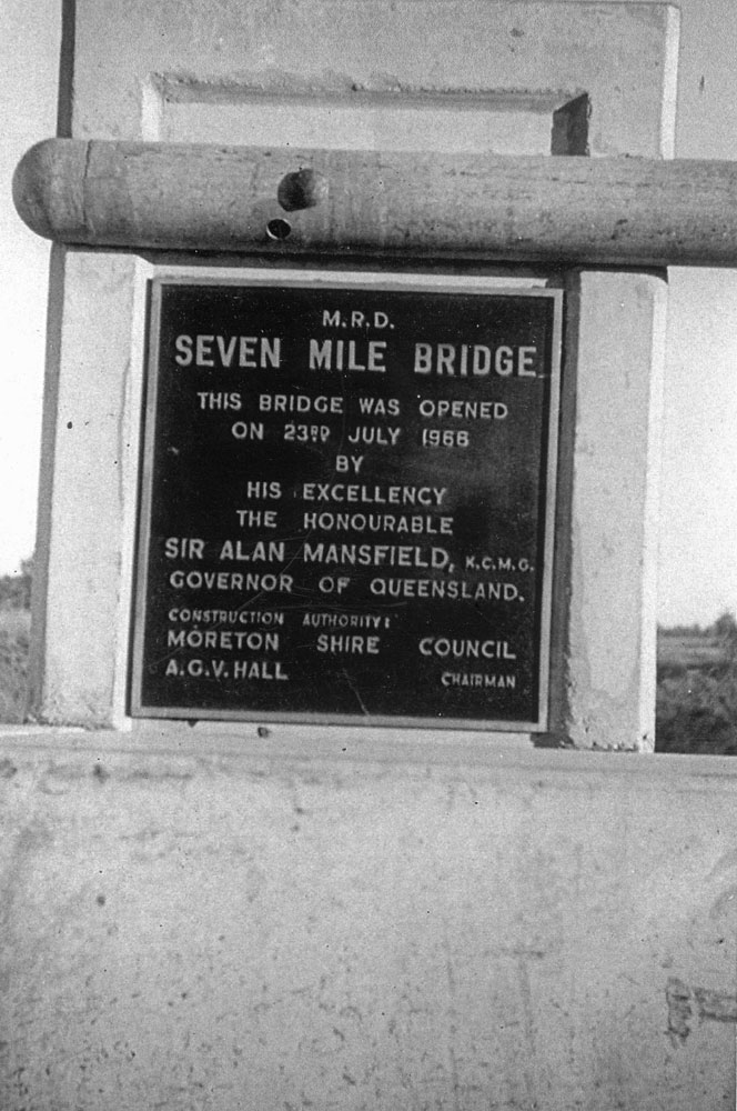Plaque beside Seven Mile Bridge, Ipswich Rosewood Road, Rosewood, 1968