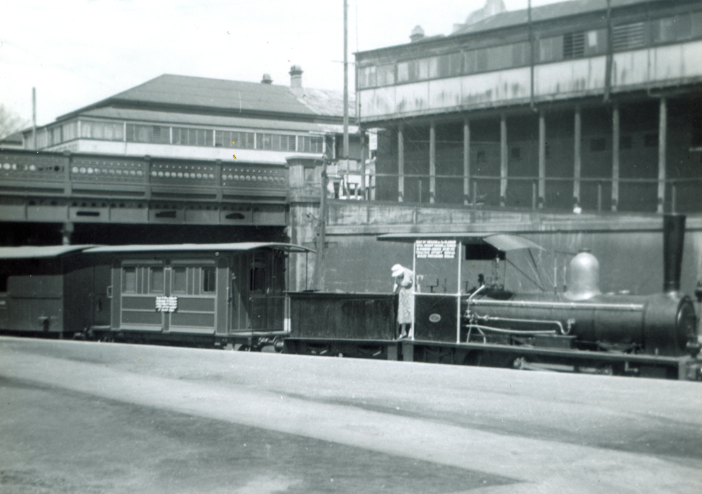 Puffing Billy train at Ipswich Railway Station, Ipswich, 1955